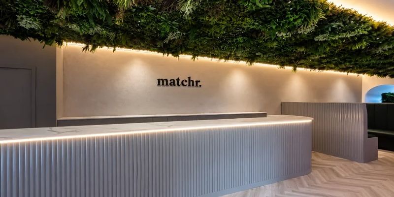 The Matchr Café counter beneath a living ceiling, inside ShredFast Trafford